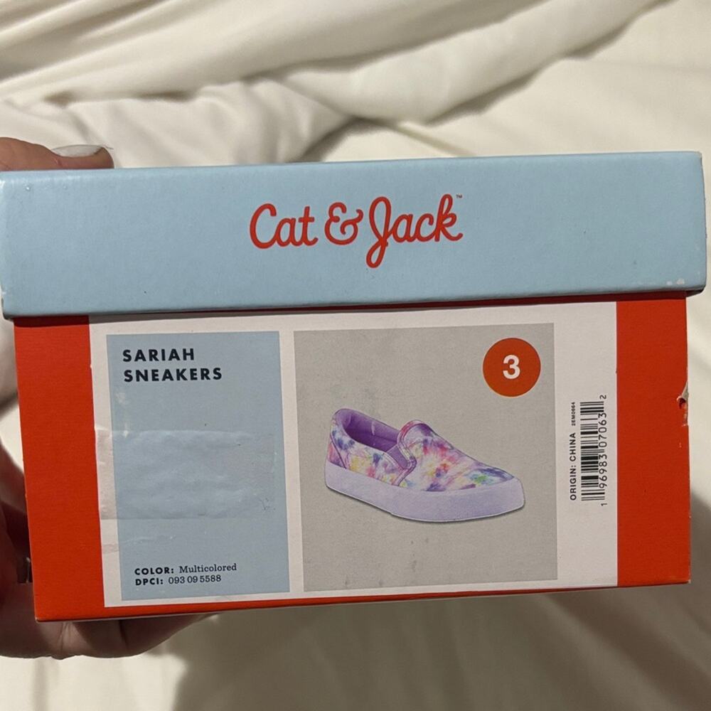 Cat & Jack 3 Sariah Sneakers Purple and Pink tie dye slip on style nwt in box